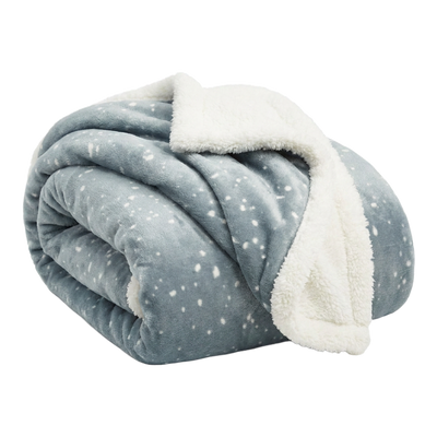 Throw Blanket | Fleece & Sherpa - Reversible - Speckle Pattern — 60x80 / Grey