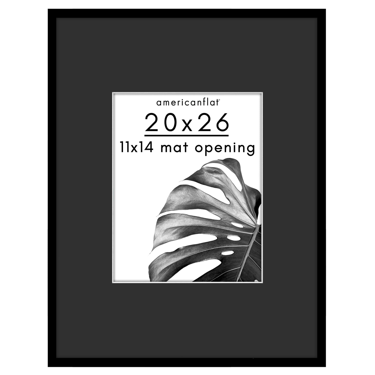 Americanflat 20x26 Picture Frame with 11x14 Mat | Thin Photo Frame - Black