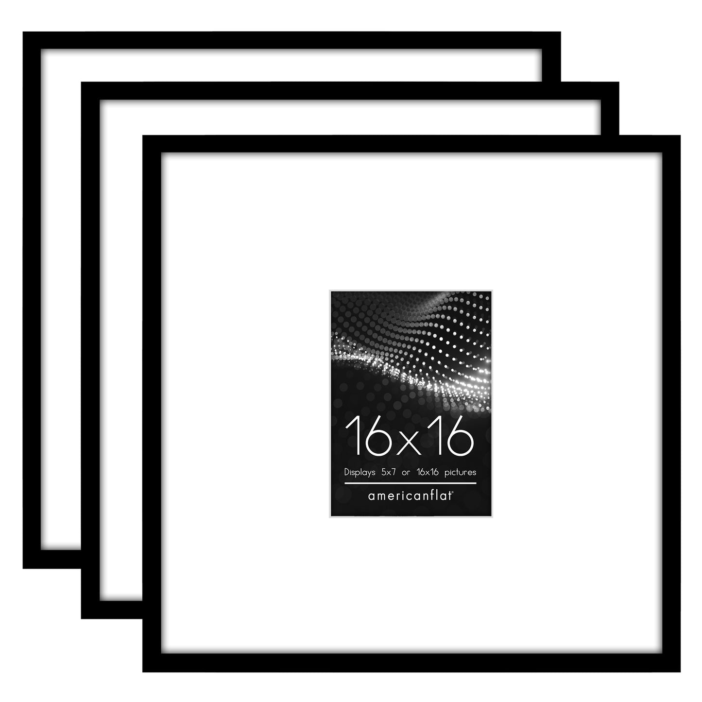 Black Gallery Wall Frames Set of 3, Wide Mat - Americanflat