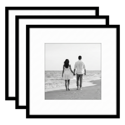 Streamline Matted Picture Frame — 16x16 matted to 5x7 / Black / 3Set