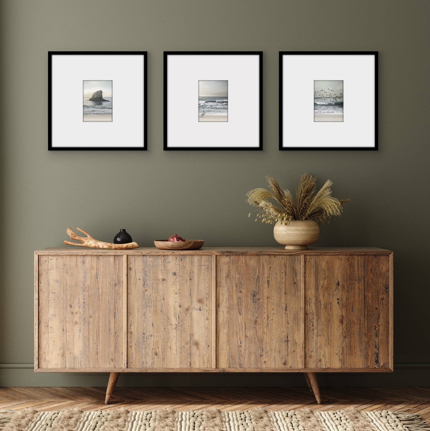 Black Gallery Wall Frames Set of 3, Wide Mat - Americanflat