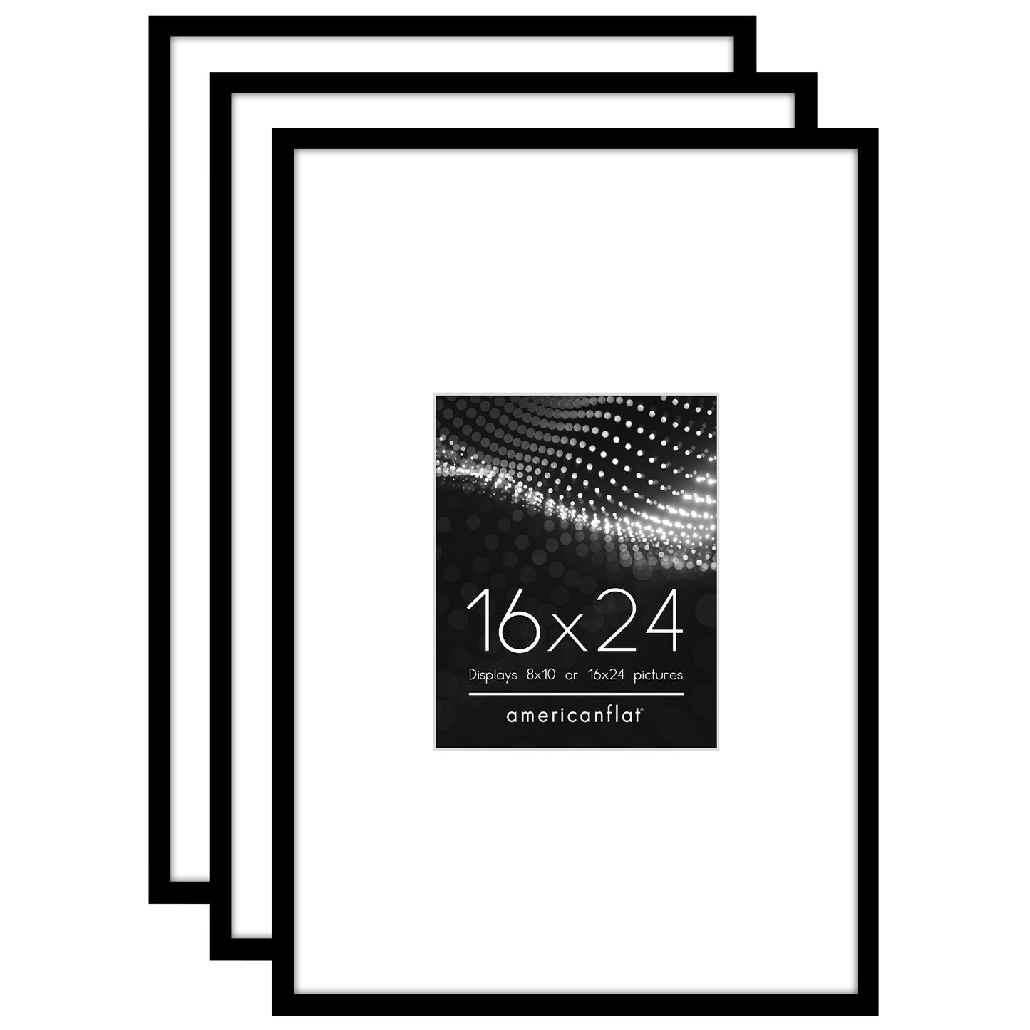 Black Gallery Wall Frames Set of 3, Wide Mat - Americanflat