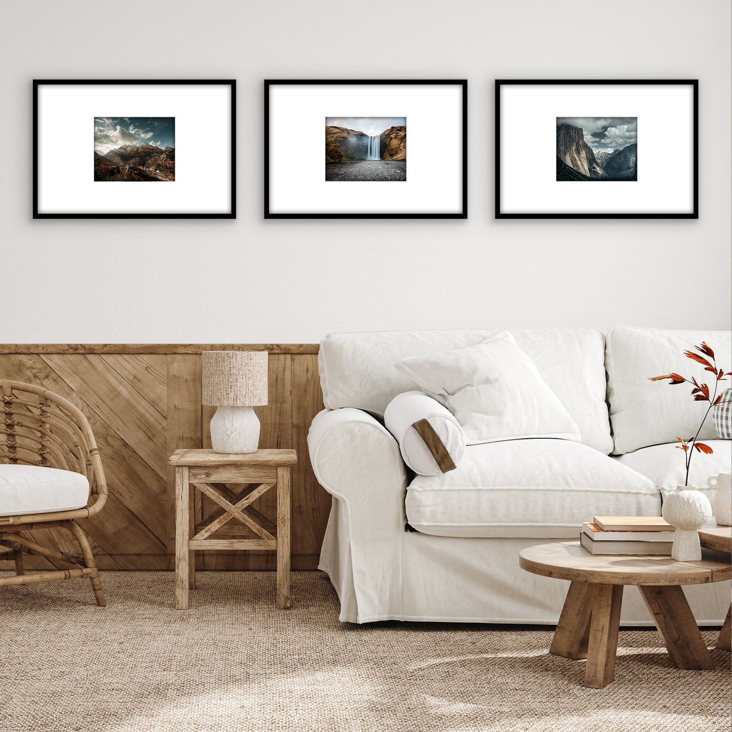 Black Gallery Wall Frames Set of 3, Wide Mat - Americanflat