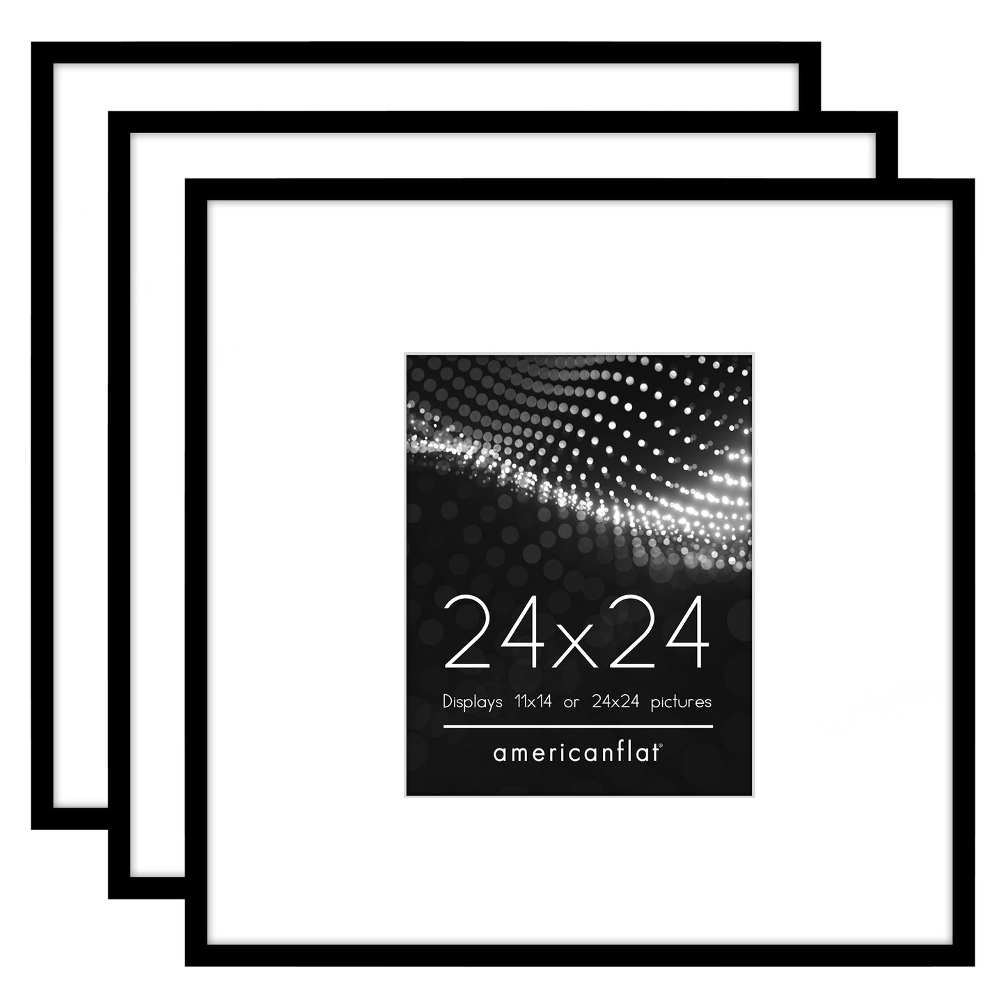Black Gallery Wall Frames Set of 3, Wide Mat - Americanflat