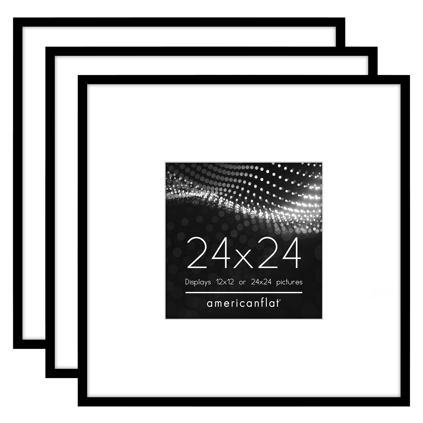 Black Gallery Wall Frames Set of 3, Wide Mat - Americanflat
