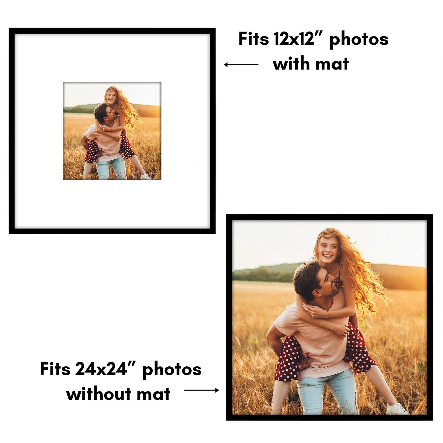 Black Gallery Wall Frames Set of 3, Wide Mat - Americanflat