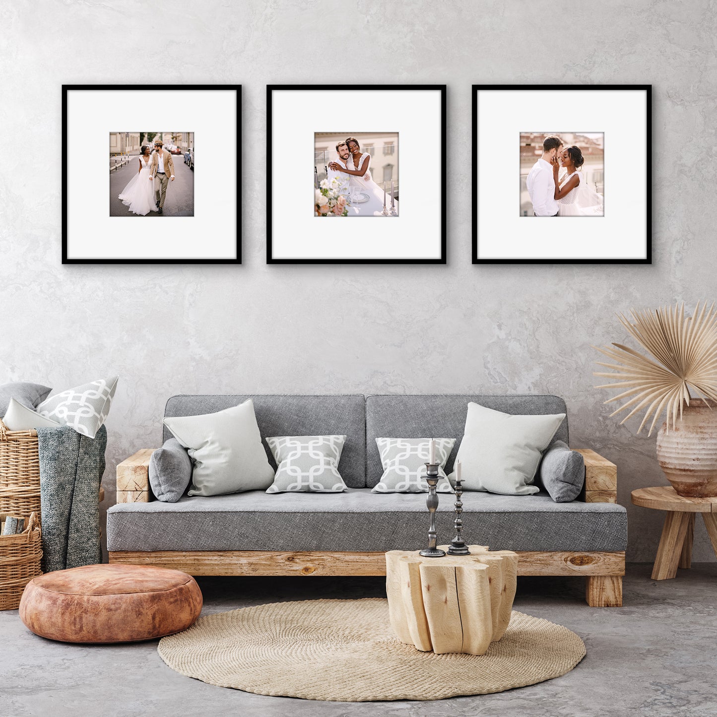 Black Gallery Wall Frames Set of 3, Wide Mat - Americanflat