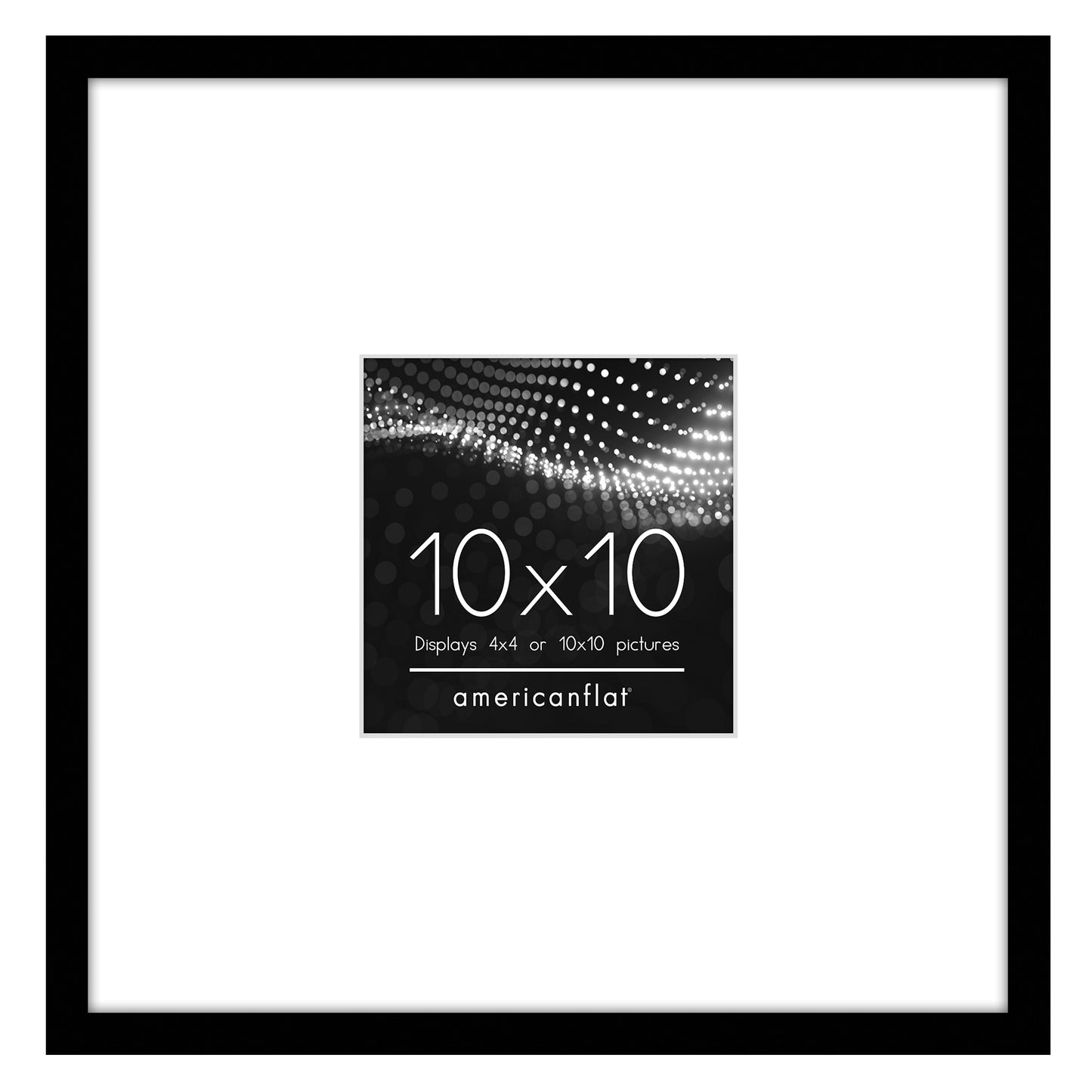 Americanflat 10x10 Picture Frame with 4x4 Mat | Thin Photo Frame - Black