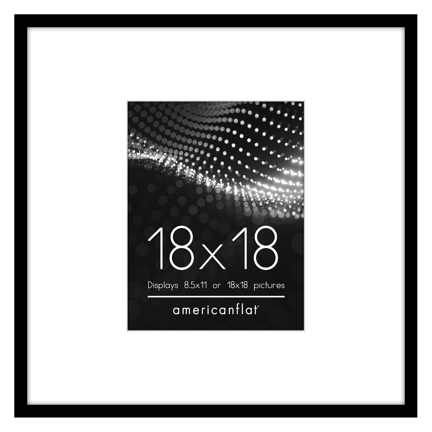 Americanflat 18x18 Picture Frame with 8.5x11 Mat | Thin Photo Frame - Black