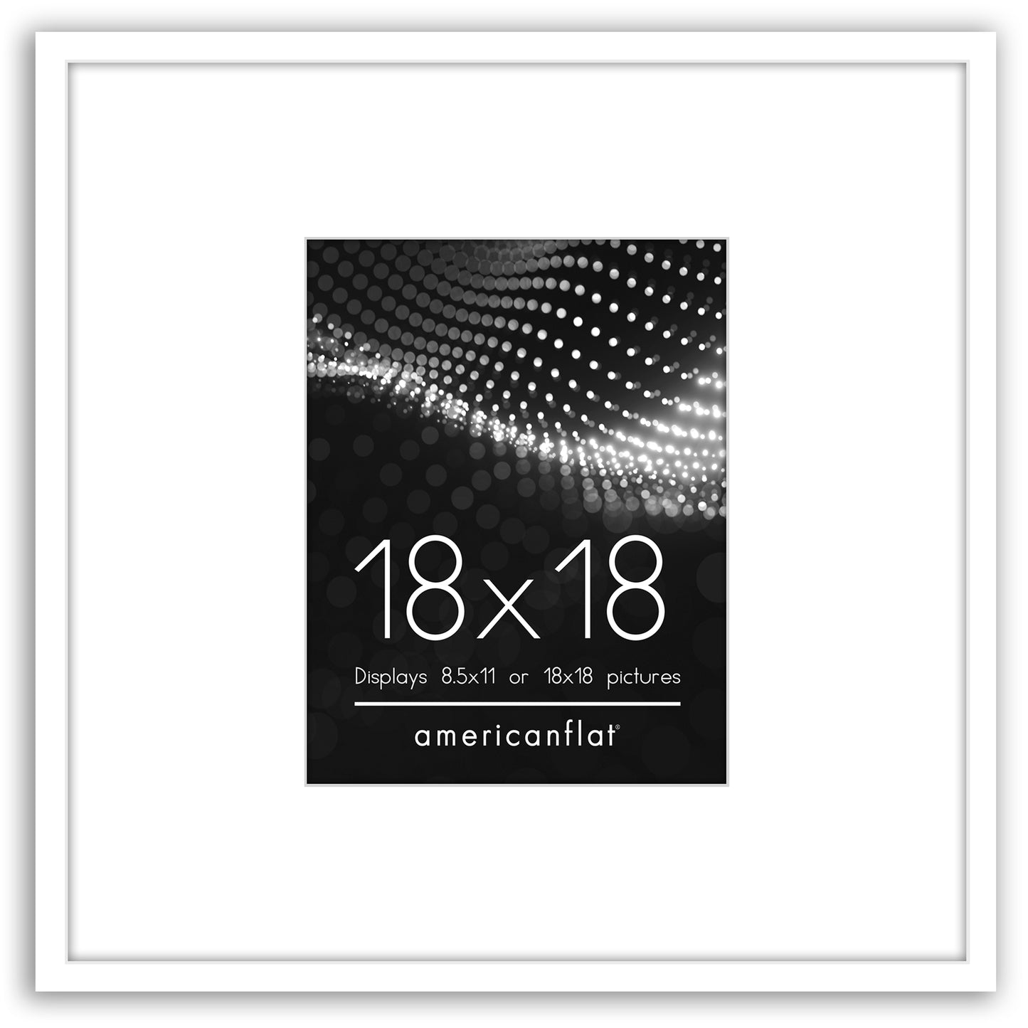 Americanflat 18x18 Picture Frame with 8.5x11 Mat | Thin Photo Frame - White