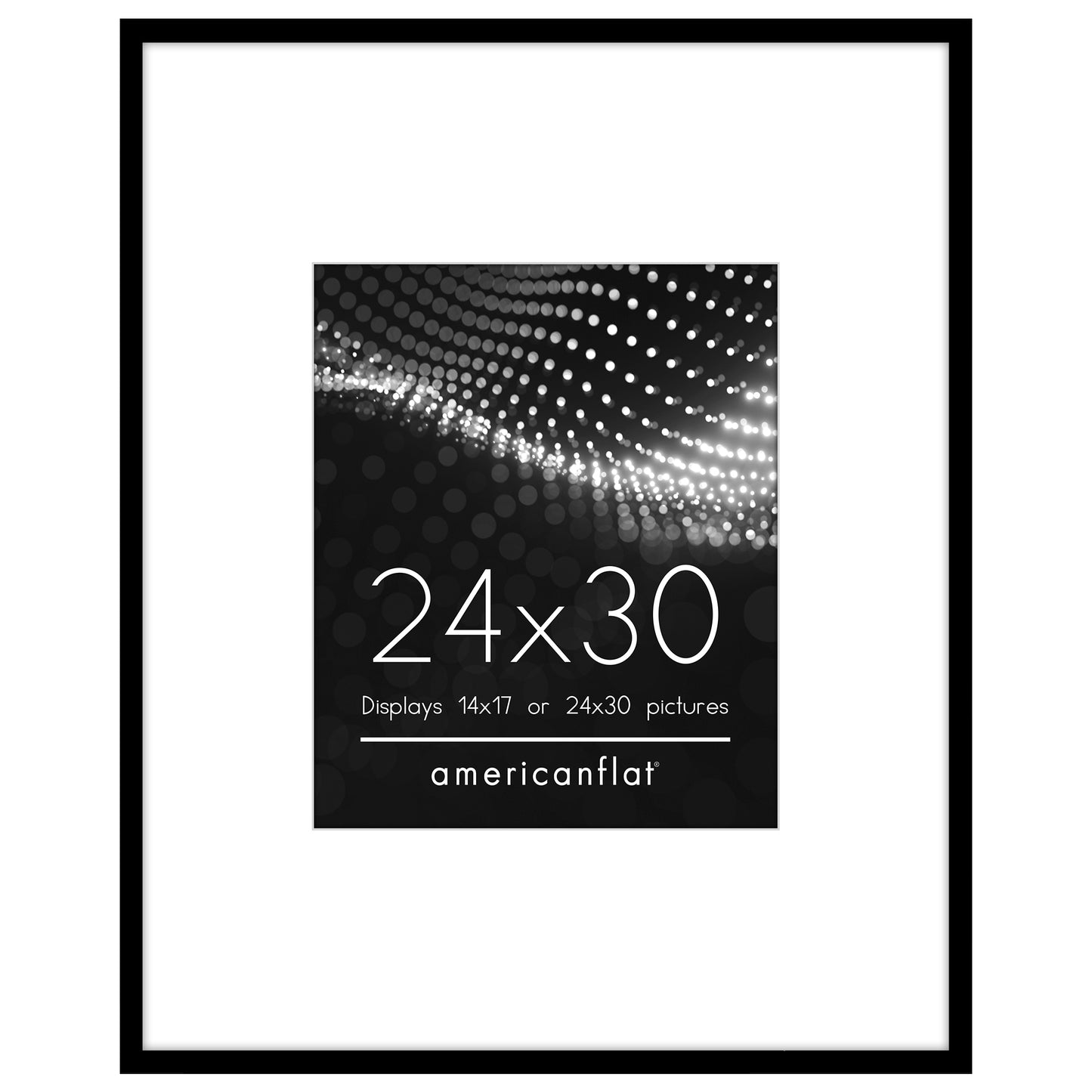 Americanflat 24x30 Picture Frame with 14x17 Mat | Thin Photo Frame - Black