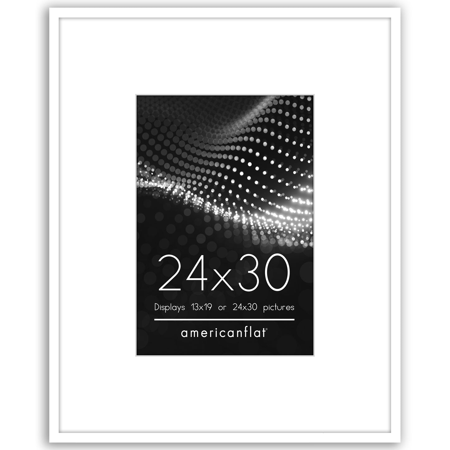 Americanflat 24x30 Picture Frame with 13x19 Mat | Thin Photo Frame - White