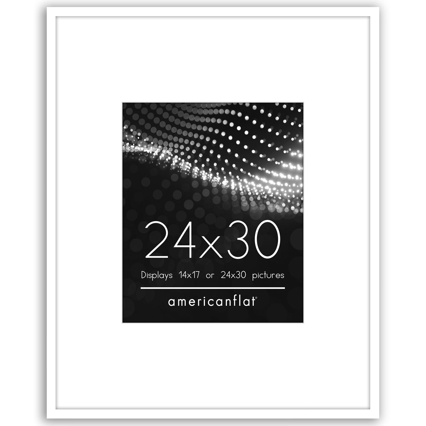 Americanflat 24x30 Picture Frame with 14x17 Mat | Thin Photo Frame - White