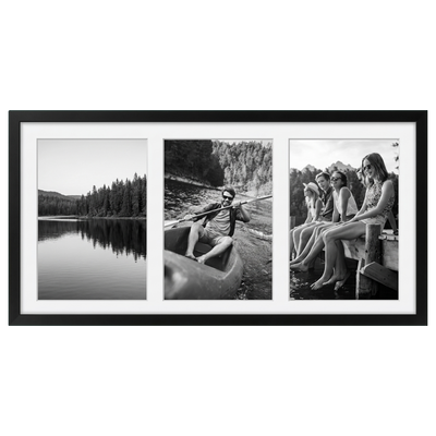 Signature Matted Engineered Wood Collage Frame — 8x16 with 5x7 mat / Black / 3 Opening
