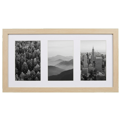 Signature Matted Engineered Wood Collage Frame — 8x16 / Lightwood / 3 Opening