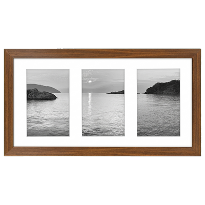 Signature Matted Engineered Wood Collage Frame — 8x16 / Walnut / 3 Opening