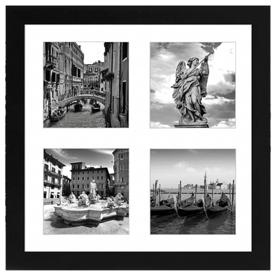 Signature Matted Engineered Wood Collage Frame — 10x10 with 4x4 mat / Black / 4 Opening