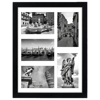 Signature Matted Engineered Wood Collage Frame — 11x14 with 4x6 mat / Black / 4 Opening