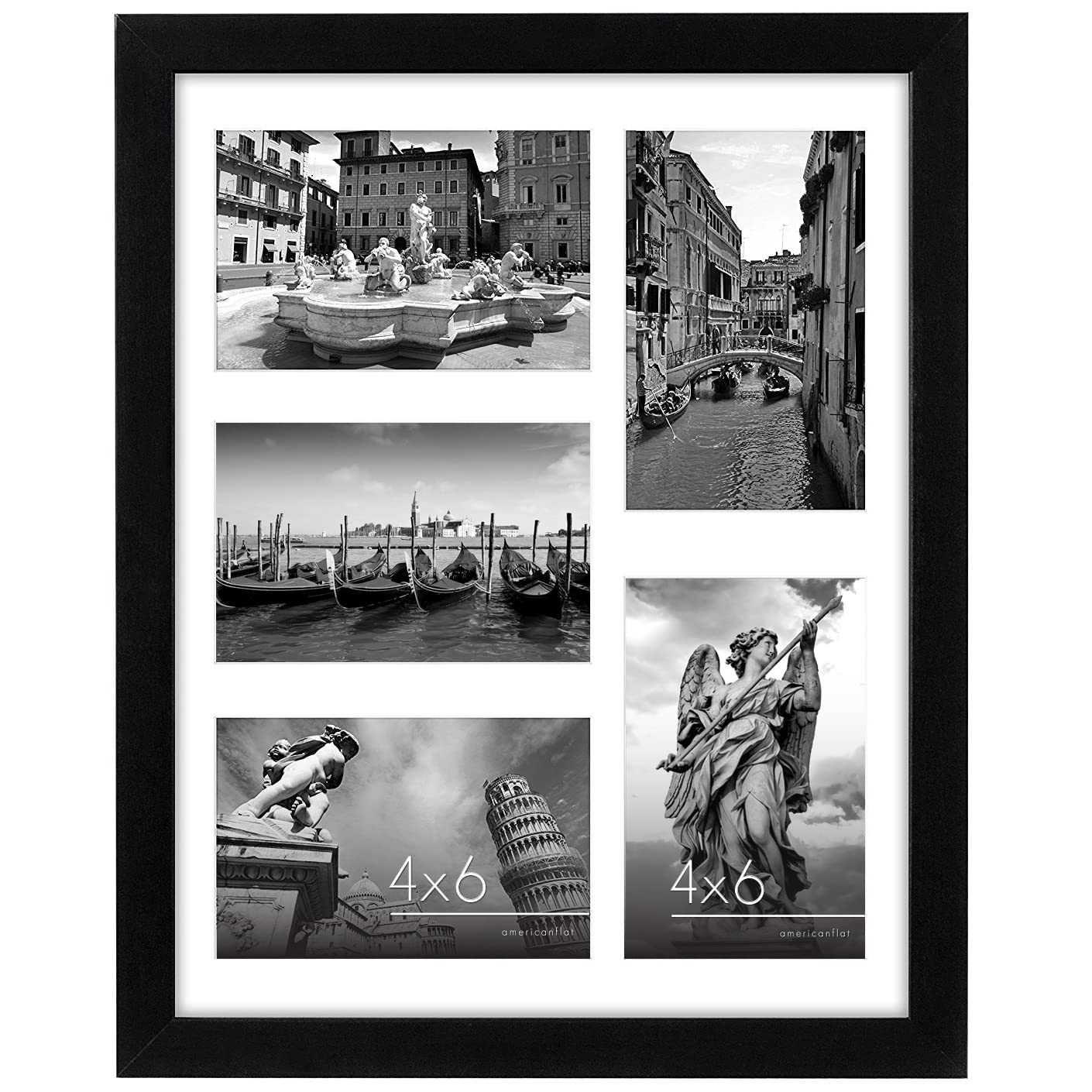 Americanflat Picture Frame | Collage | Five 4x6 Openings with Classic Molding | Signature Collection