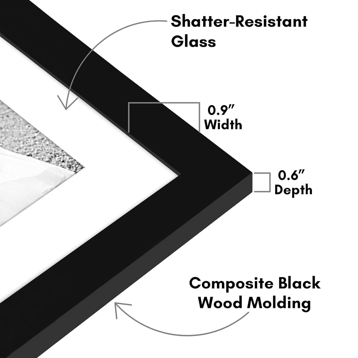 Americanflat | Set of 7 Picture Frames with Shatter-Resistant Glass | Gallery Wall Frame Set with One 11x14 Frame, Two 8x10 Frames, and Four 5x7 Frames | Signature Collection | Black