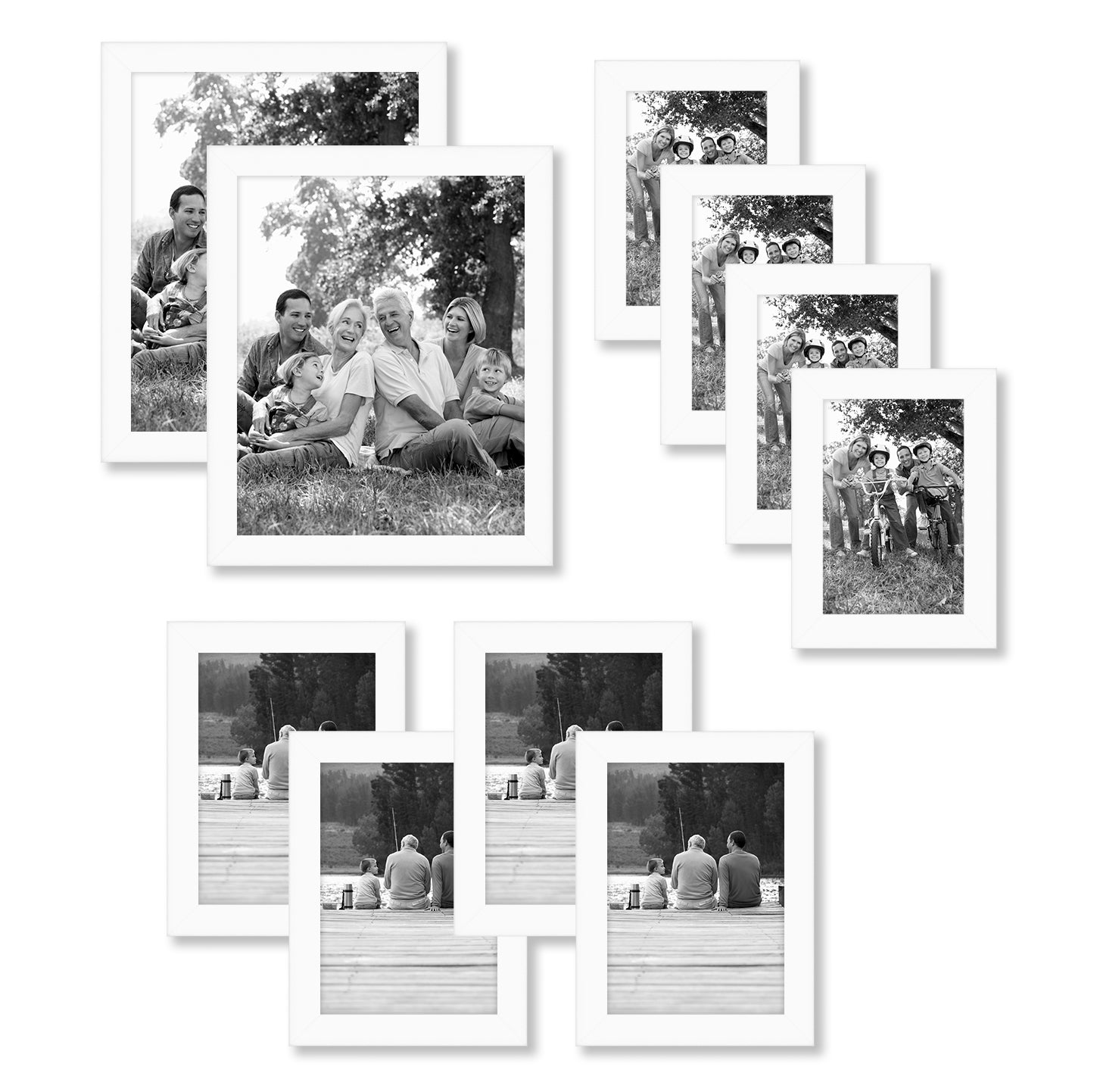 Americanflat | Set of 10 Picture Frames with Shatter-Resistant Glass | Gallery Wall Frame Set with Two 8x10, Four 5x7 and Four 4x6 Frames | Signature Collection | White