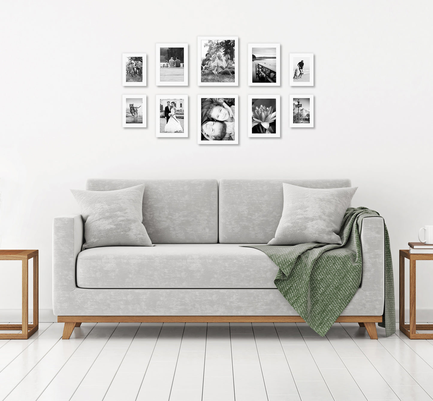 Americanflat | Set of 10 Picture Frames with Shatter-Resistant Glass | Gallery Wall Frame Set with Two 8x10, Four 5x7 and Four 4x6 Frames | Signature Collection | White