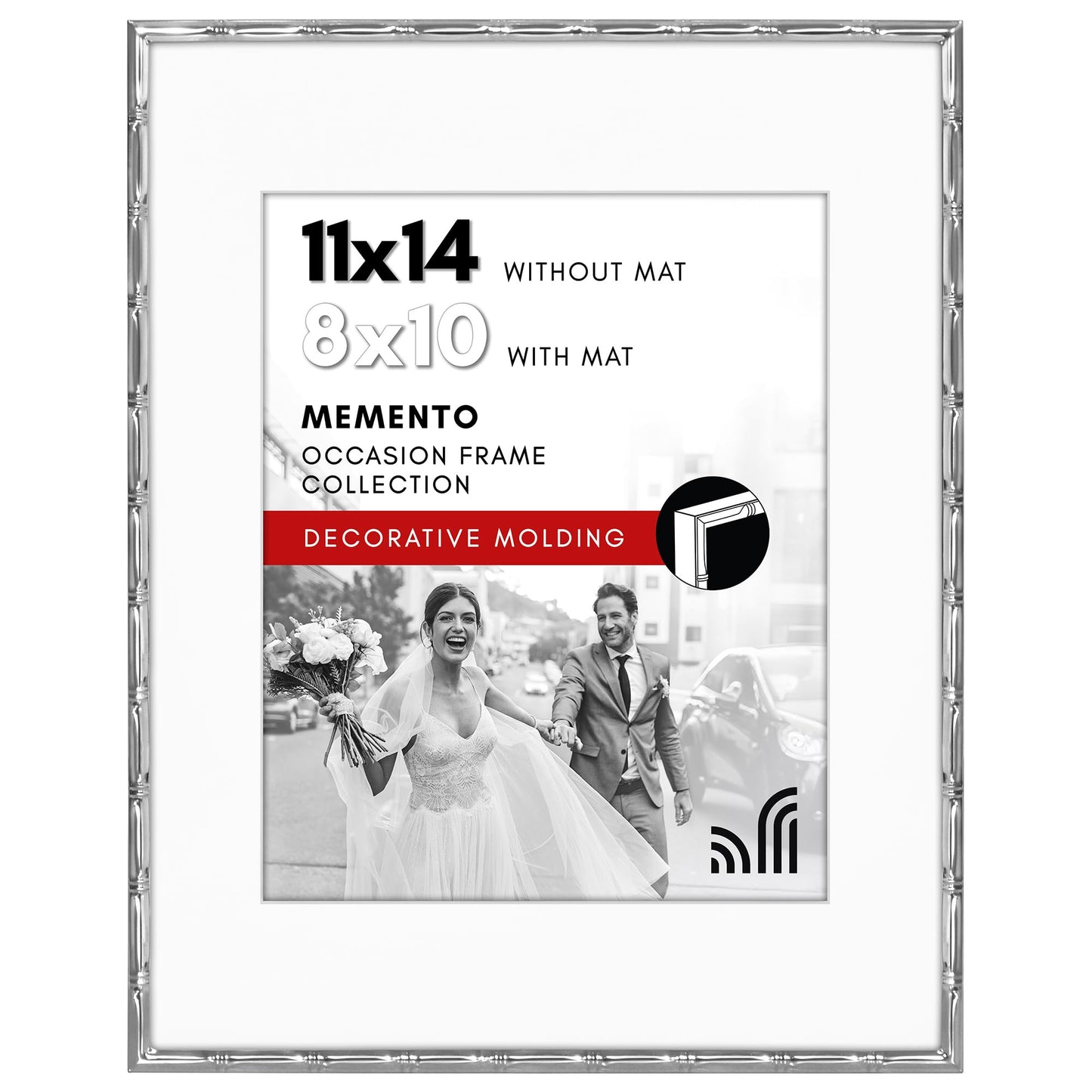 Bamboo Metal Picture Frame | Shatter-Resistant Glass | Tabletop Wall Display
