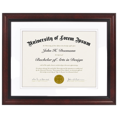Legacy Matted Document Frame — 11x14 / Mahogany with White Mat / 1 Pack