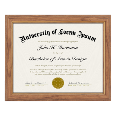 Legacy Unmatted Document Frame — 8.5x11 / Oak & Gold / 1 Pack