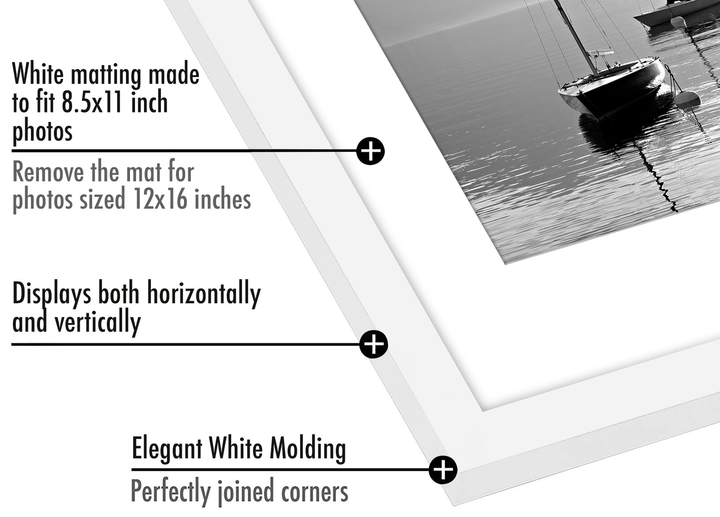 Americanflat | 12x16 Picture Frame with Polished Plexiglass | Set of 5 | Use as 8.5x11 Frame with Mat or Display 12x16 Photo Without Mat | Galleria Collection | Picture Frames for Wall Display | White