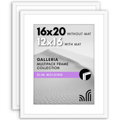 Galleria Matted Picture Frame — 16x20 with 12x16 mat / White / 2 Pack