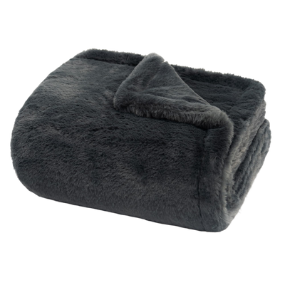 Throw Blanket | Double-Sided Faux Fur - 50x60 - Dark Gray — Default Title