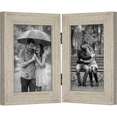 Signature Hinged Picture Frame — 5x7 / Driftwood / Doube fold