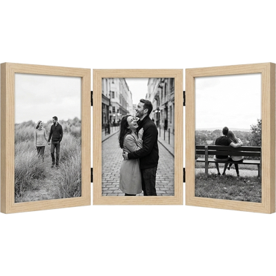 Signature Hinged Picture Frame — 4x6 / Lightwood / Triple fold