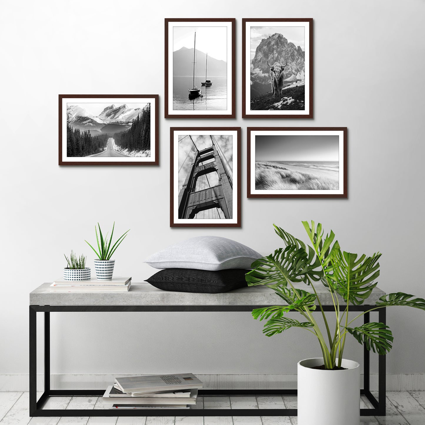 Set of 5 - Classic Gallery Picture Frame with Mat | Galleria Collection