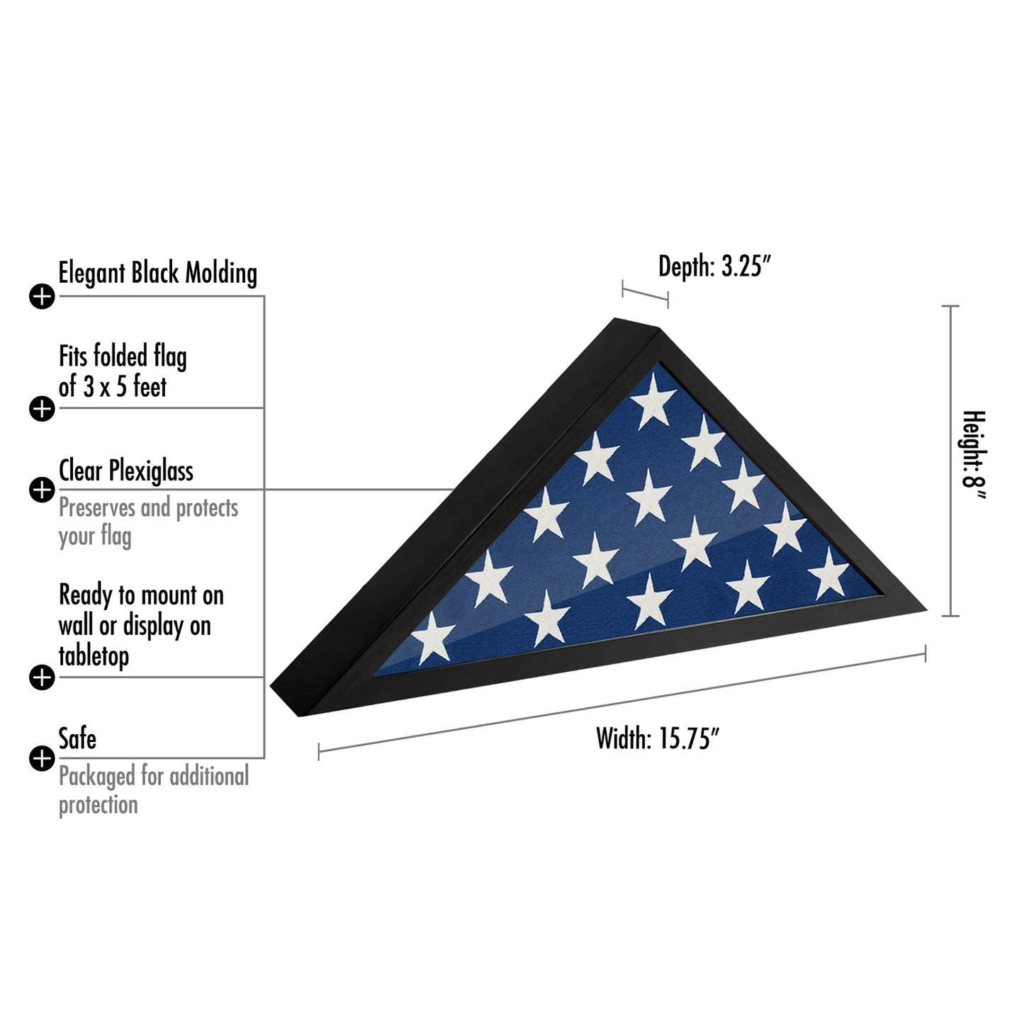 Burial Flag Display Case - Memorial Frame for Veterans