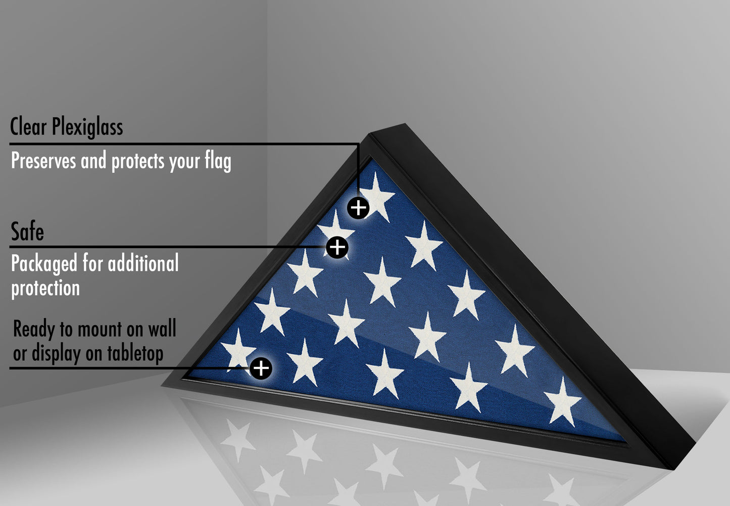 Burial Flag Display Case - Memorial Frame for Veterans