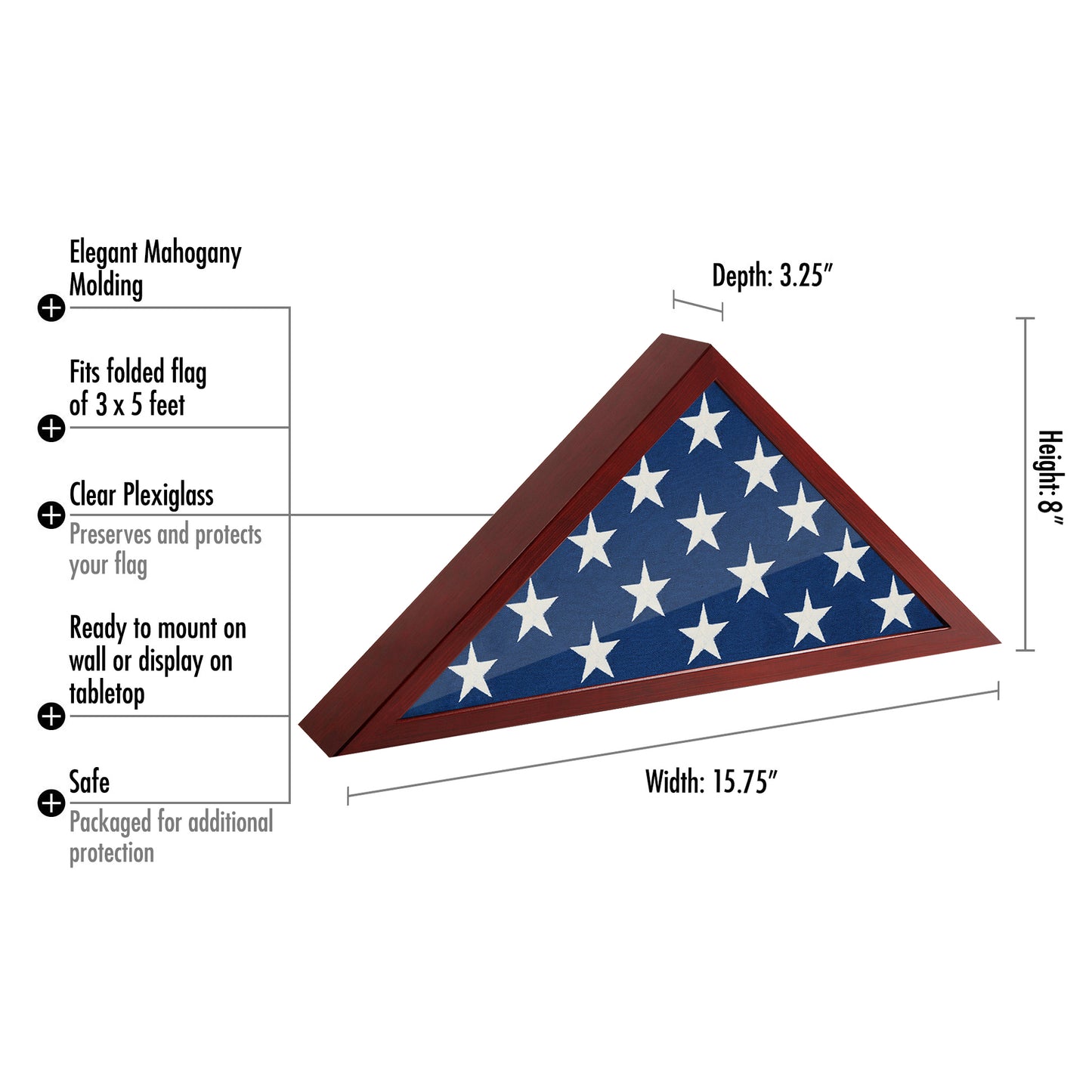 Burial Flag Display Case - Memorial Frame for Veterans