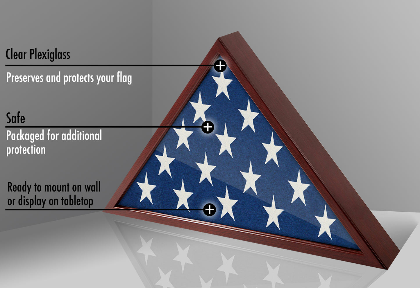 Burial Flag Display Case - Memorial Frame for Veterans