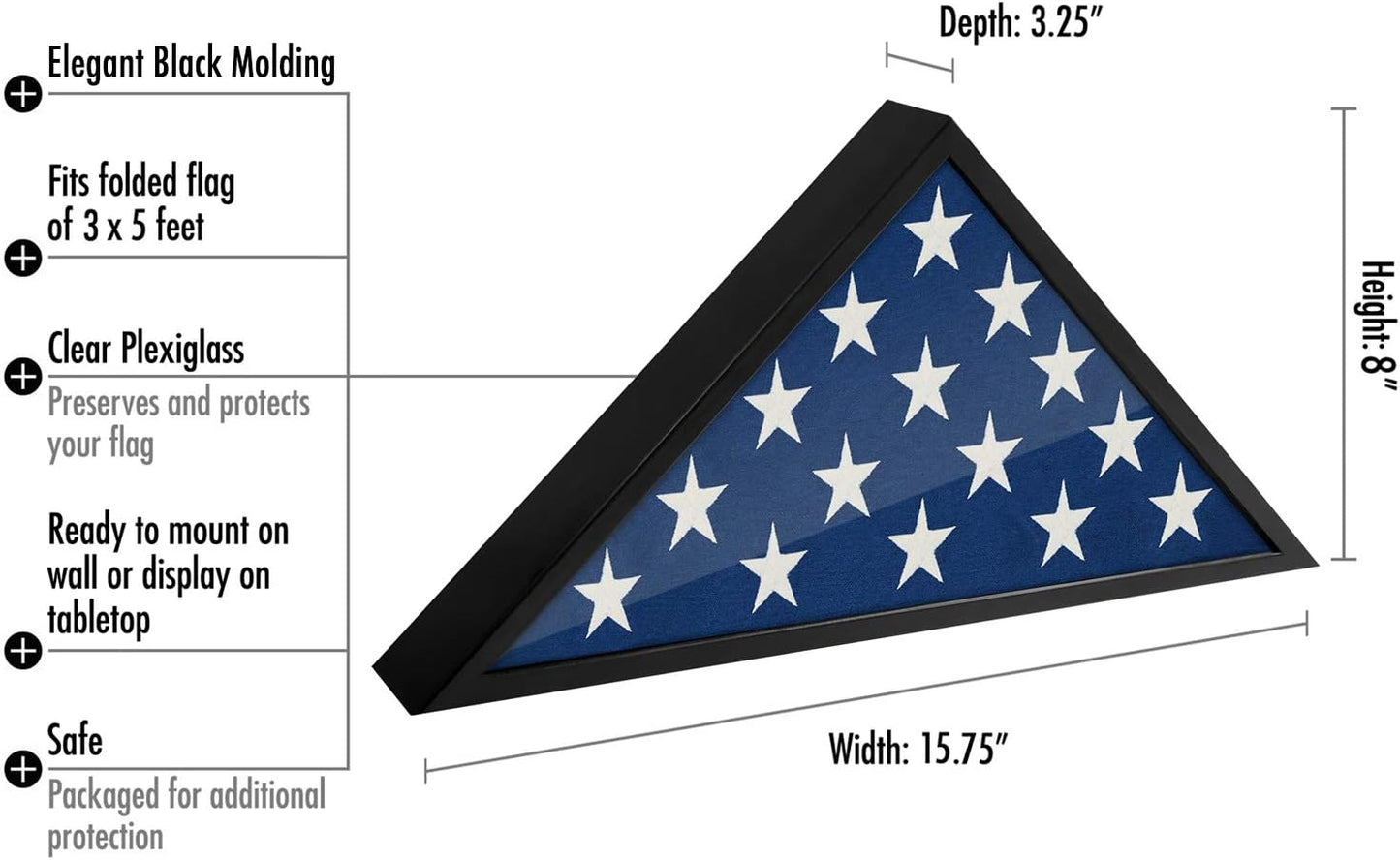 Burial Flag Display Case - Memorial Frame for Veterans