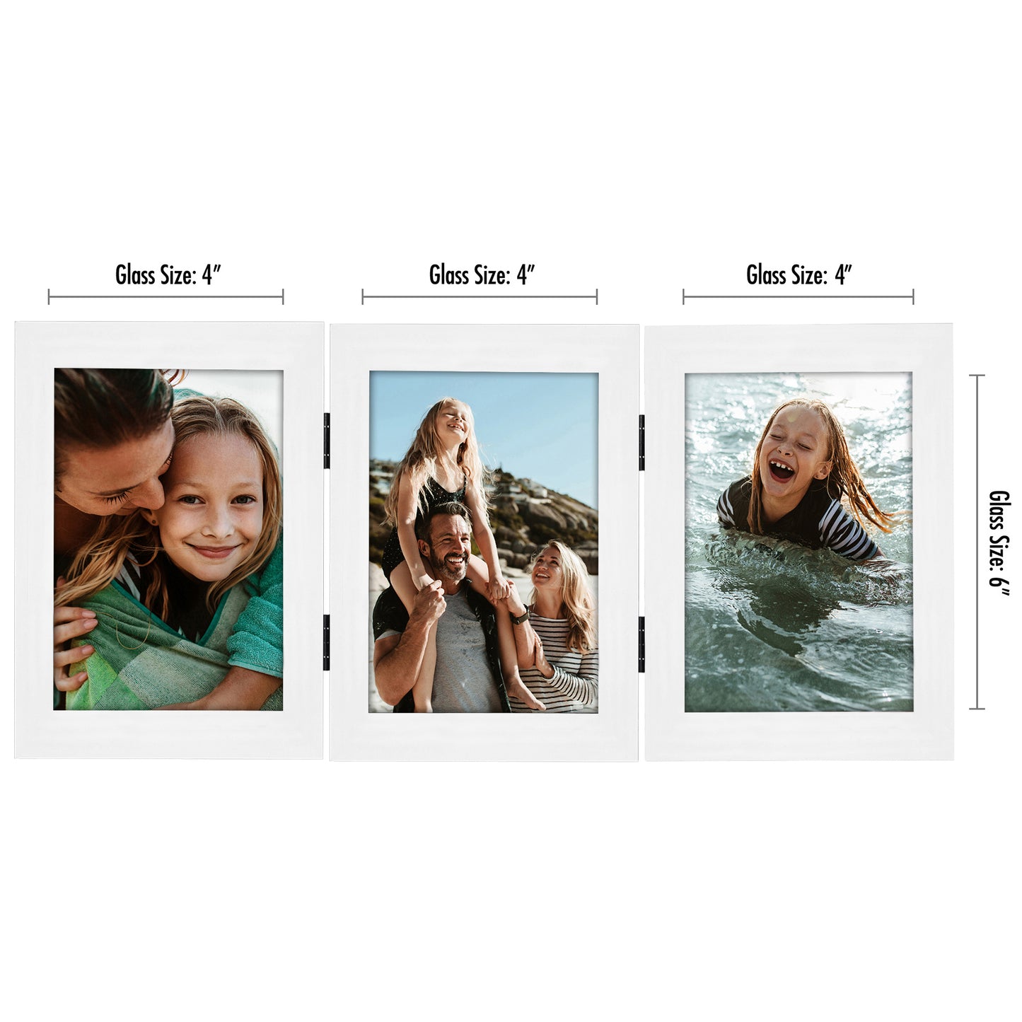 Americanflat Picture Frame | Hinged Designed | Three Openings with Classic Molding | Signature Collection
