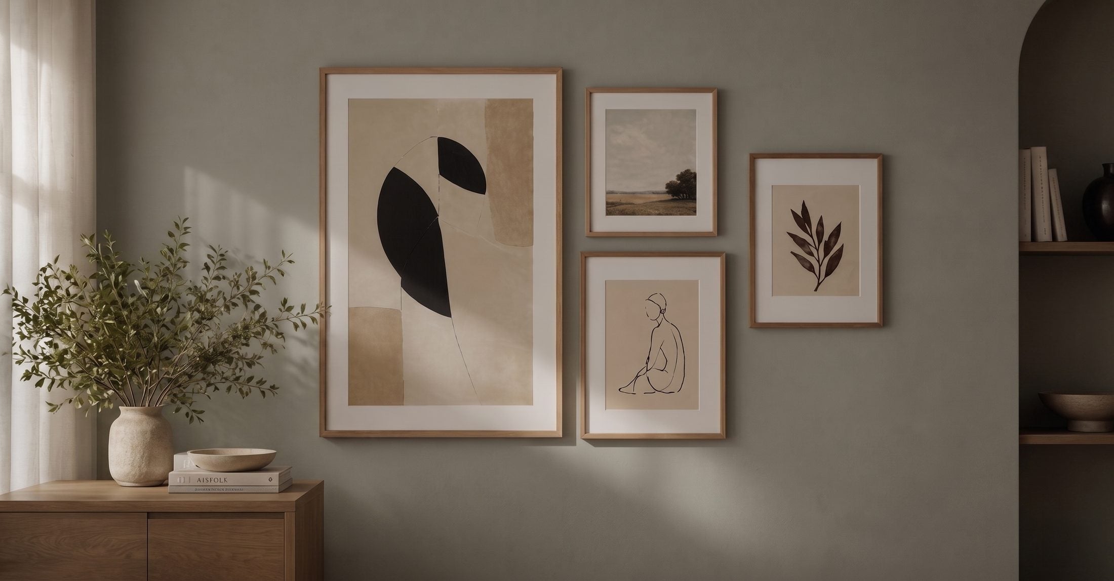 Gallery wall featuring frames in various sizes