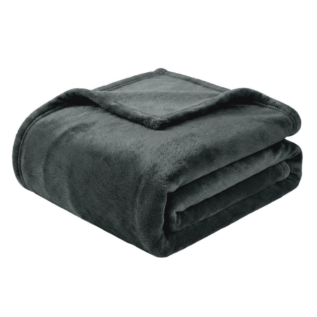 Folded charcoal grey fleece throw blanket