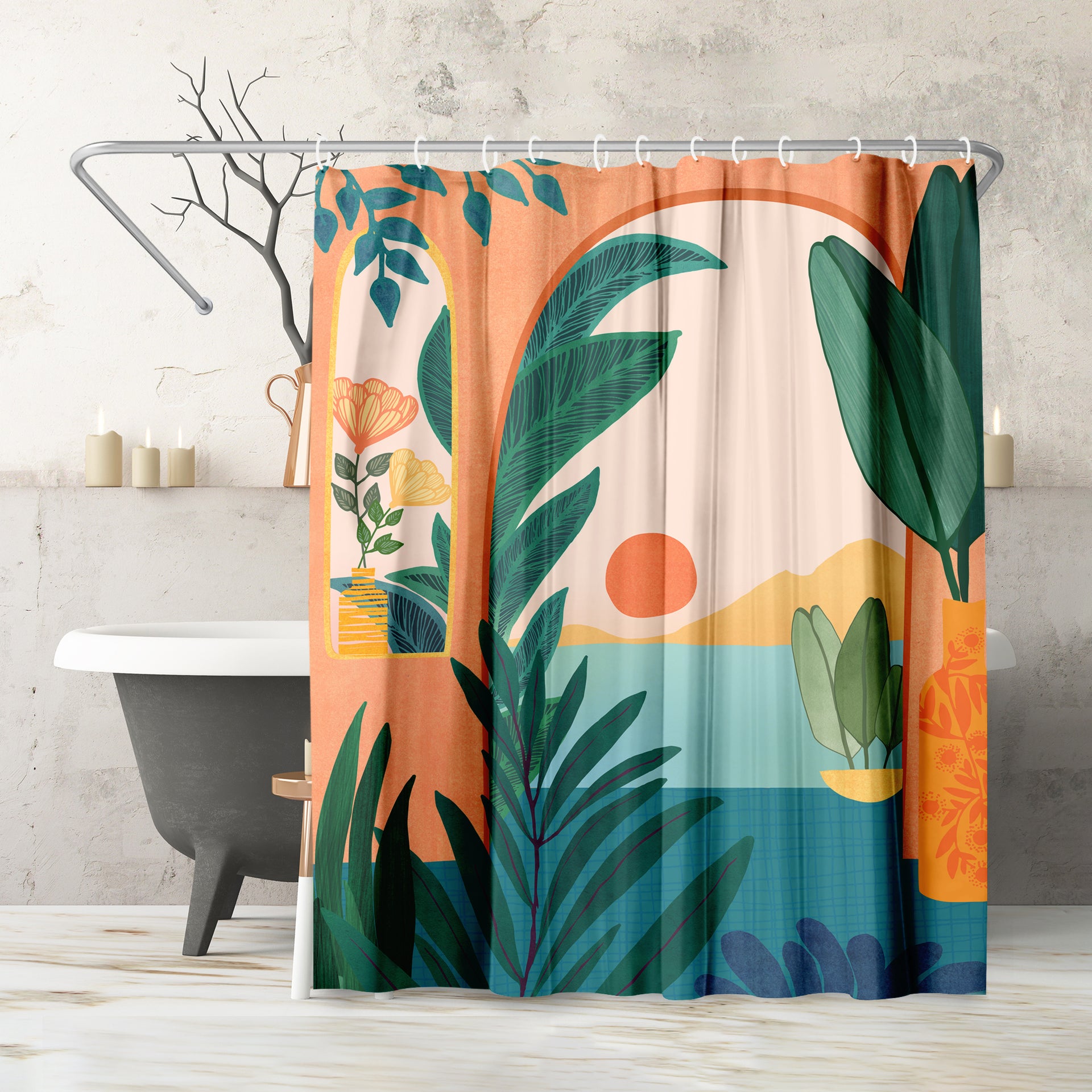 71 x 74 Decorative Shower Curtain with 12 Hooks, Three Sea Turtles b –  Americanflat