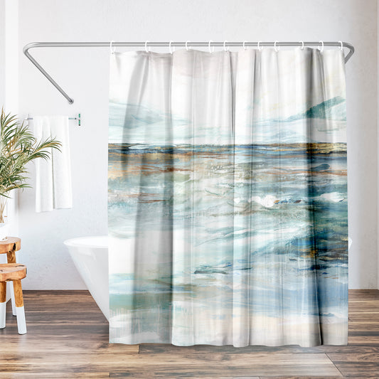 71x74 Abstract Shower Curtain with 12 Metal Grommets | Midnight Clear