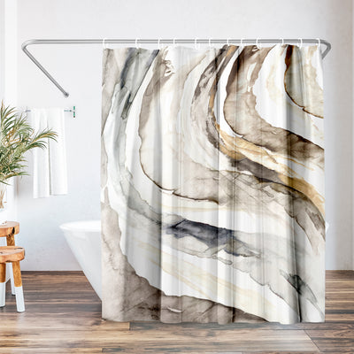 71x74 Abstract Shower Curtain with 12 Metal Grommets | Grey — 71 x 74