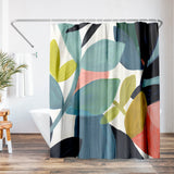 71x74 Abstract Shower Curtain with 12 Metal Grommets | Vibrant Botanical Design
