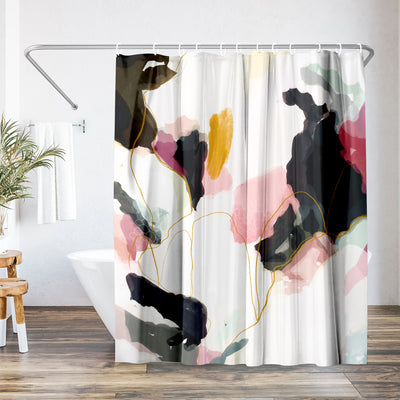 71x74 Abstract Shower Curtain with 12 Metal Grommets | Modern Bold Design — 71 x 74