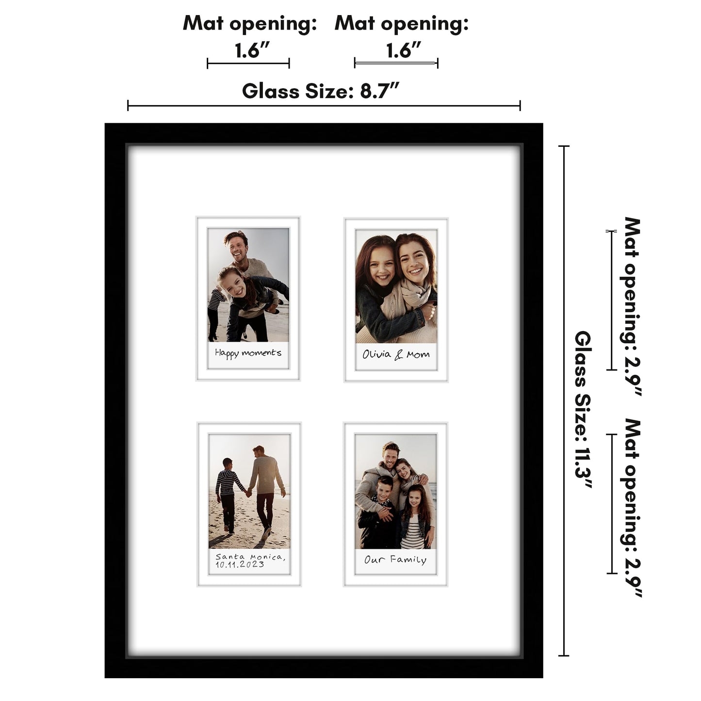 Mini Picture Frame | 3 Openings | Shatter-Resistant Glass | Americanflat