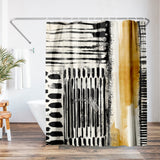 71x74 Abstract Shower Curtain with 12 Metal Grommets | Black and Gold